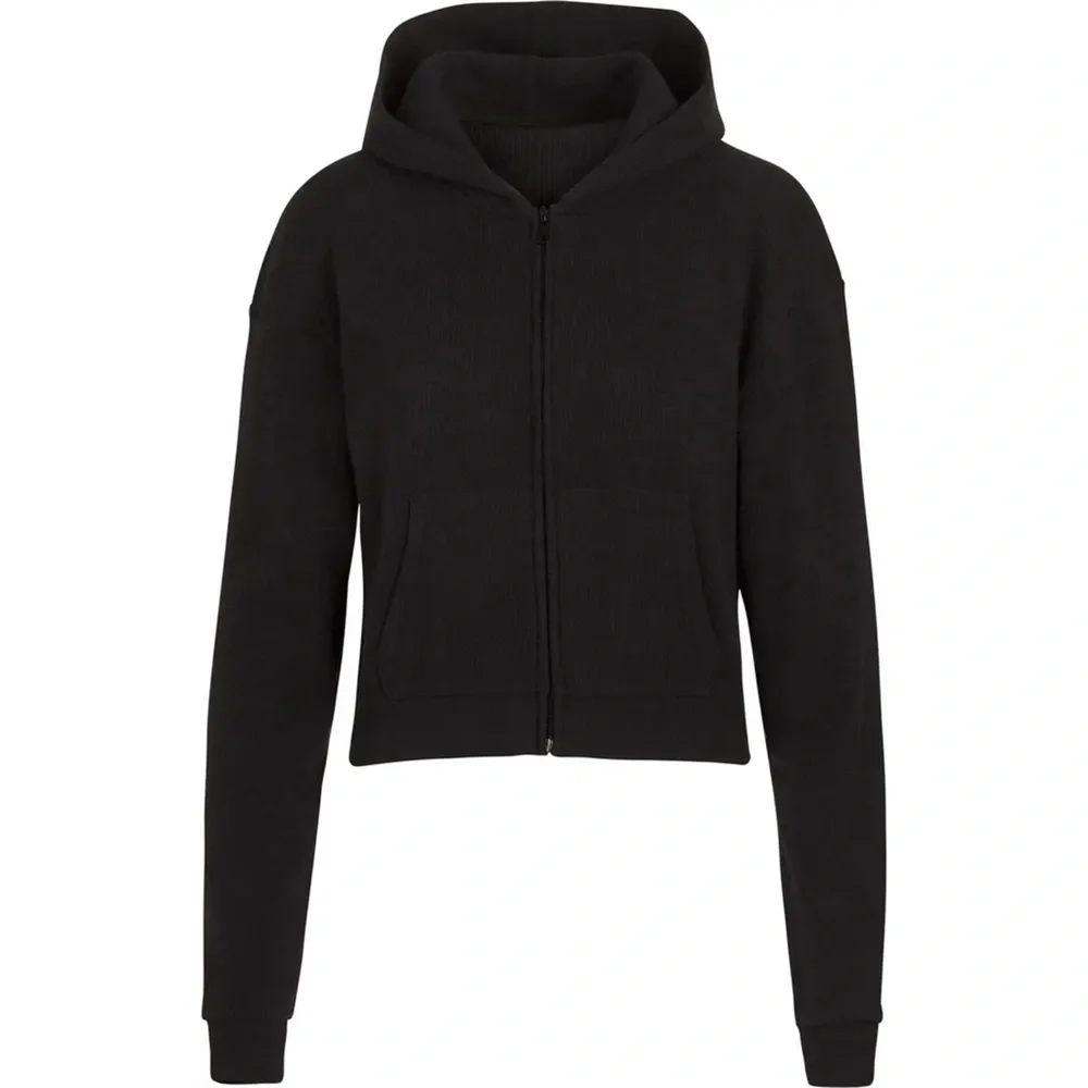 SOLD - NWOT Skims Black Waffle Knit Zip Up Hoodie Sz S - Picture 4 of 16